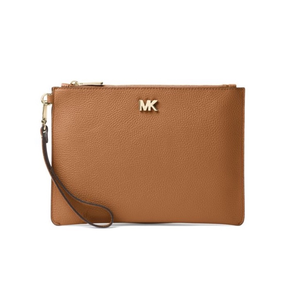 MK Medium Leather Pouch Acorn